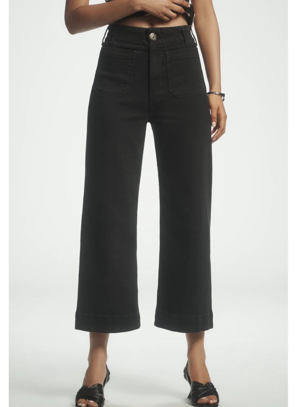 Maeve by Anthropologie The Colette Crop Wide-Leg Jeans Black Size 29
